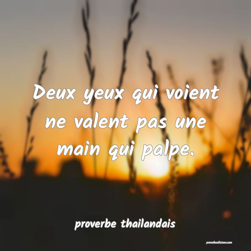 Deux yeux qui voient ne valent pas une main qui palpe. 
