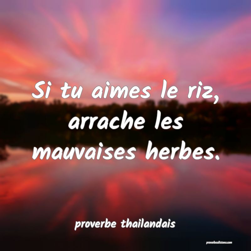 Si tu aimes le riz, arrache les mauvaises herbes. 
