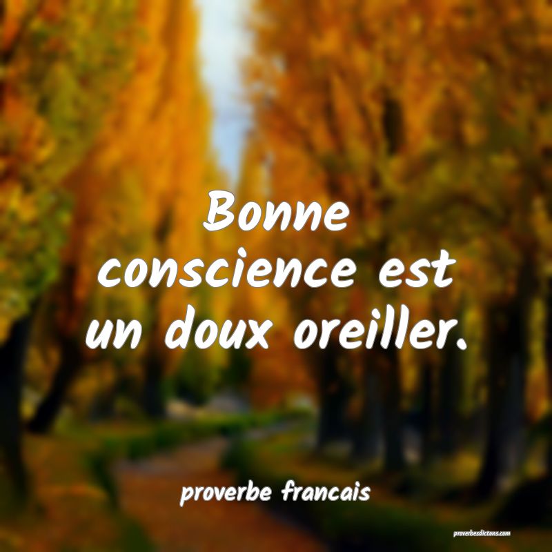  Bonne conscience est un doux oreiller.