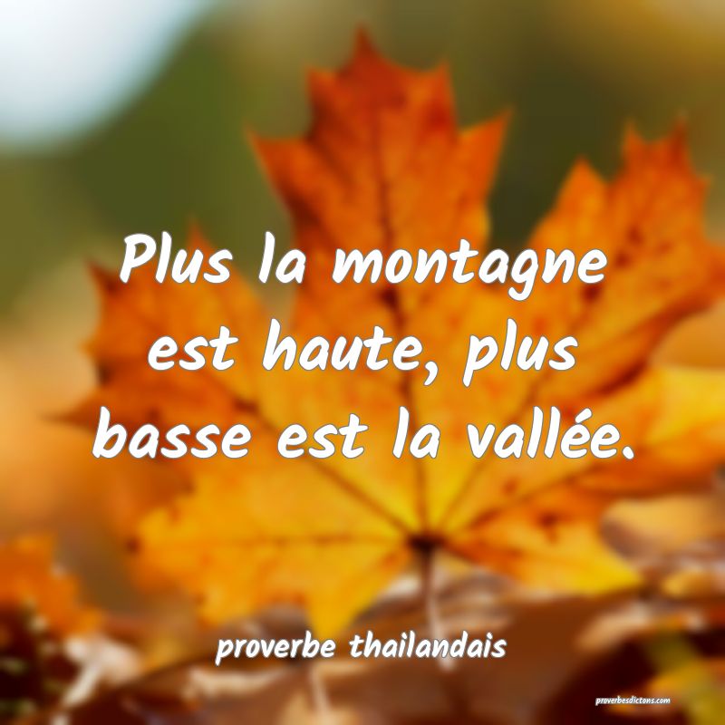 Plus la montagne est haute, plus basse est la vallée. 
