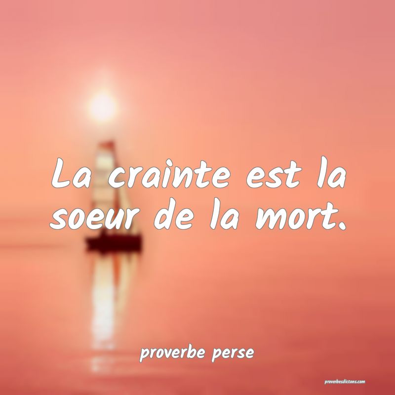 La crainte est la soeur de la mort. 
