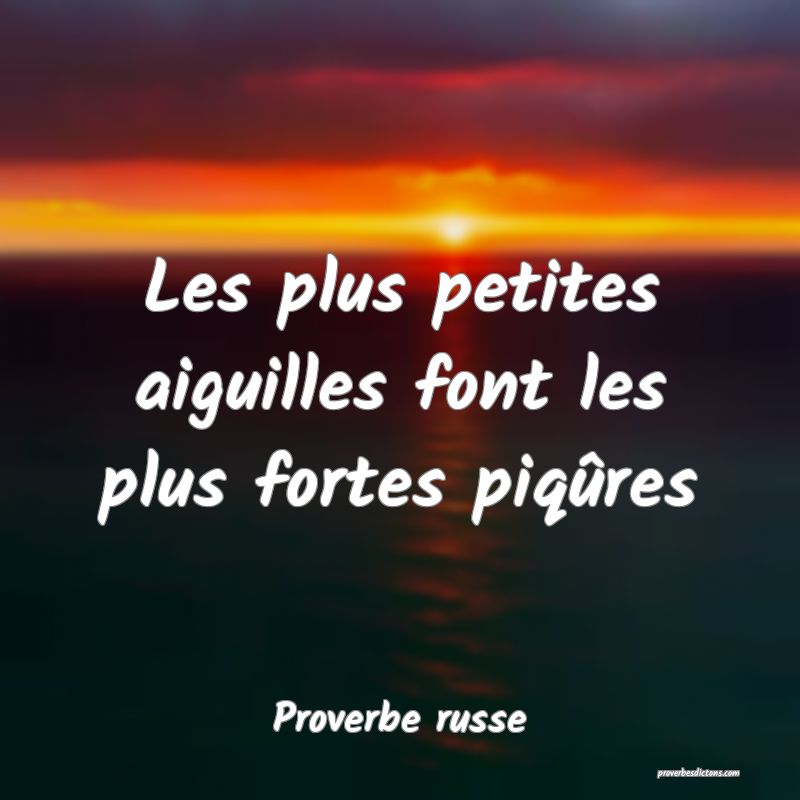  Les plus petites aiguilles font les plus fortes piqûres