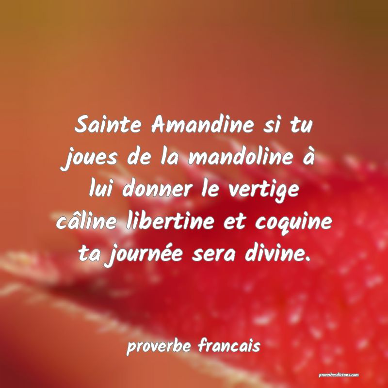  Sainte Amandine si tu joues de la mandoline à lui donner le vertige câline libertine et coquine ta journée sera divine.