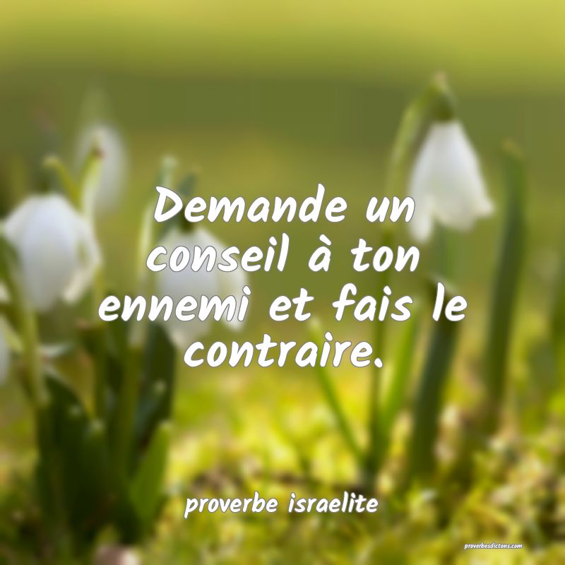  Demande un conseil à ton ennemi et fais le contraire.