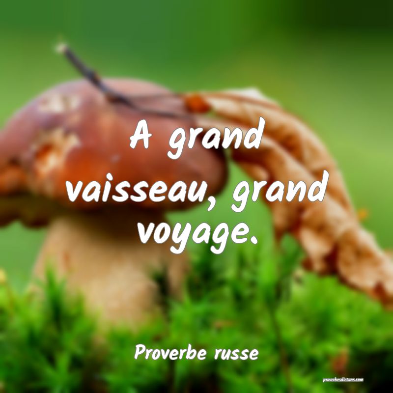  A grand vaisseau, grand voyage.