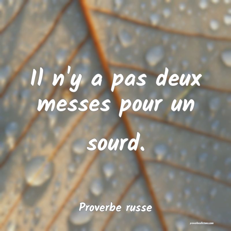  Il n'y a pas deux messes pour un sourd.