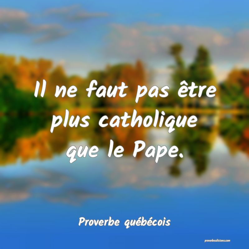  Il ne faut pas être plus catholique que le Pape.