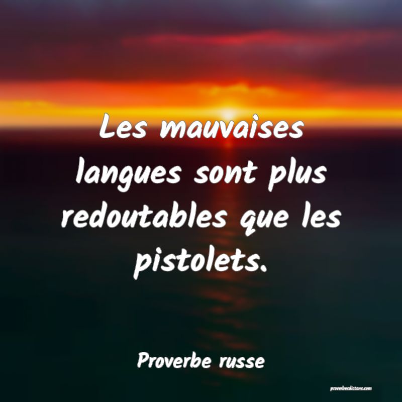  Les mauvaises langues sont plus redoutables que les pistolets.