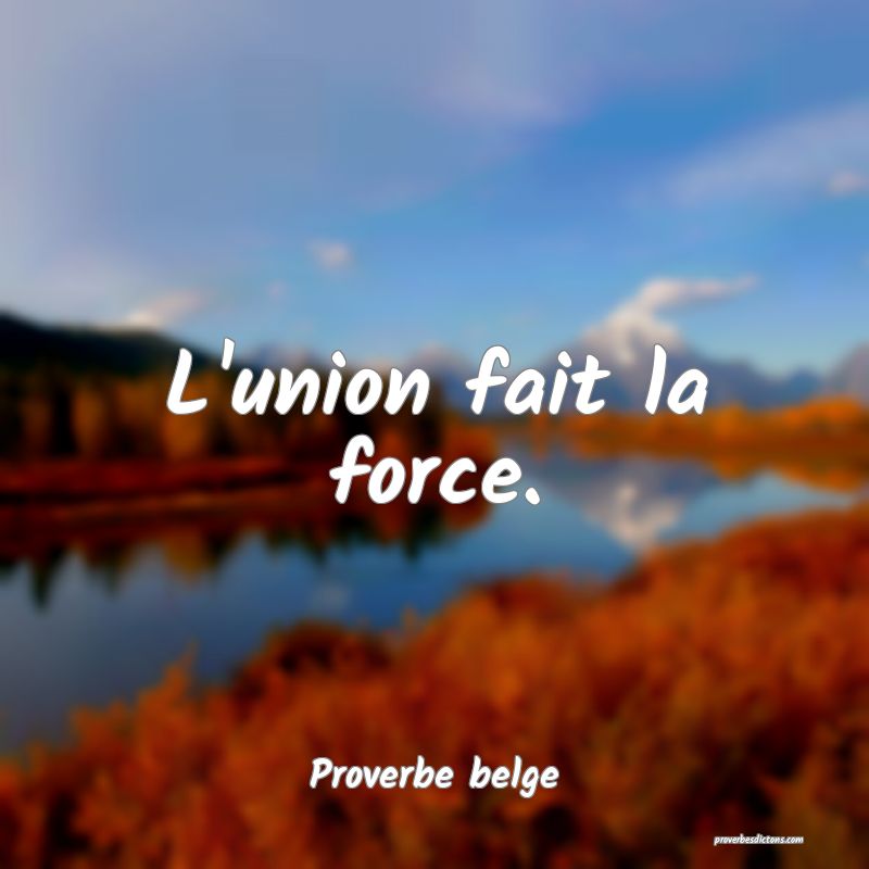  L'union fait la force.