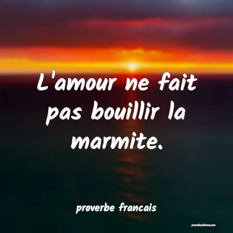  L'amour ne fait pas bouillir la marmite.