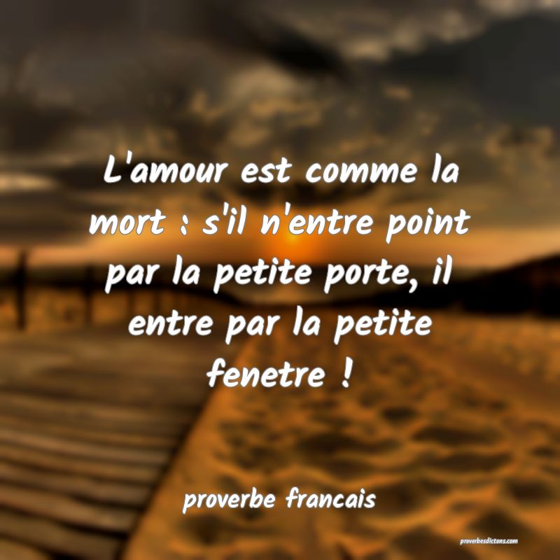  L'amour est comme la mort : s'il n'entre point par la petite porte, il entre par la petite fenetre !
