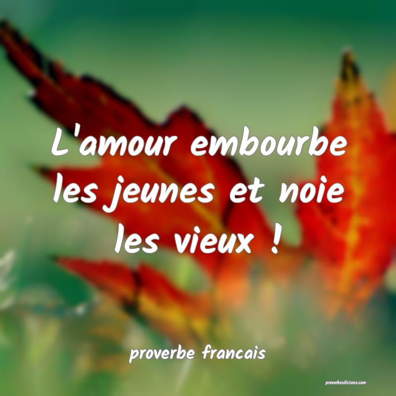  L'amour embourbe les jeunes et noie les vieux !