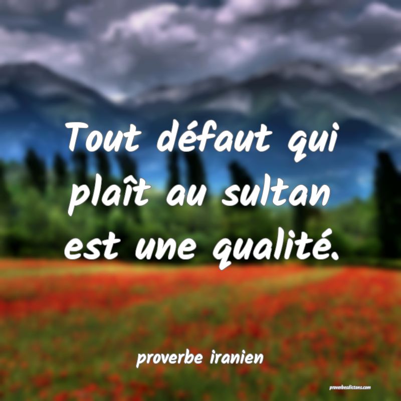  Tout défaut qui plaît au sultan est une qualité.