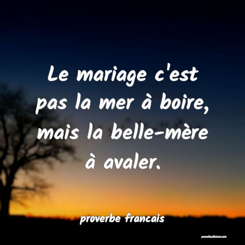  Le mariage c'est pas la mer à boire, mais la belle-mère à avaler.