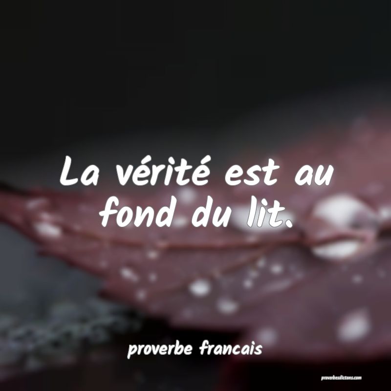  La vérité est au fond du lit.