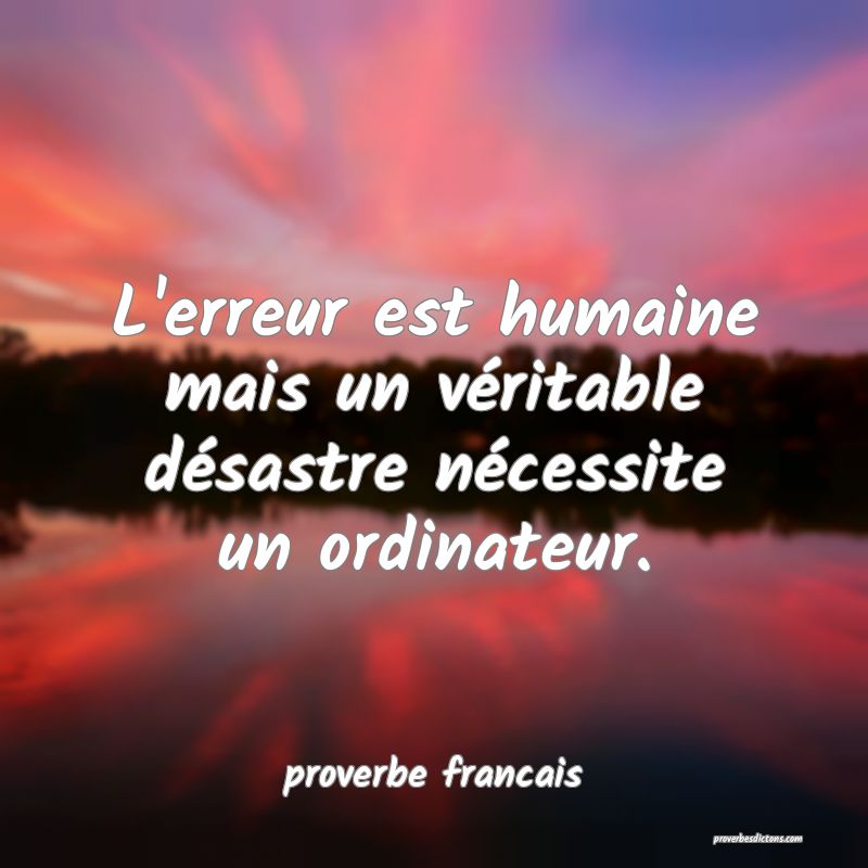  L'erreur est humaine mais un véritable désastre nécessite un ordinateur.