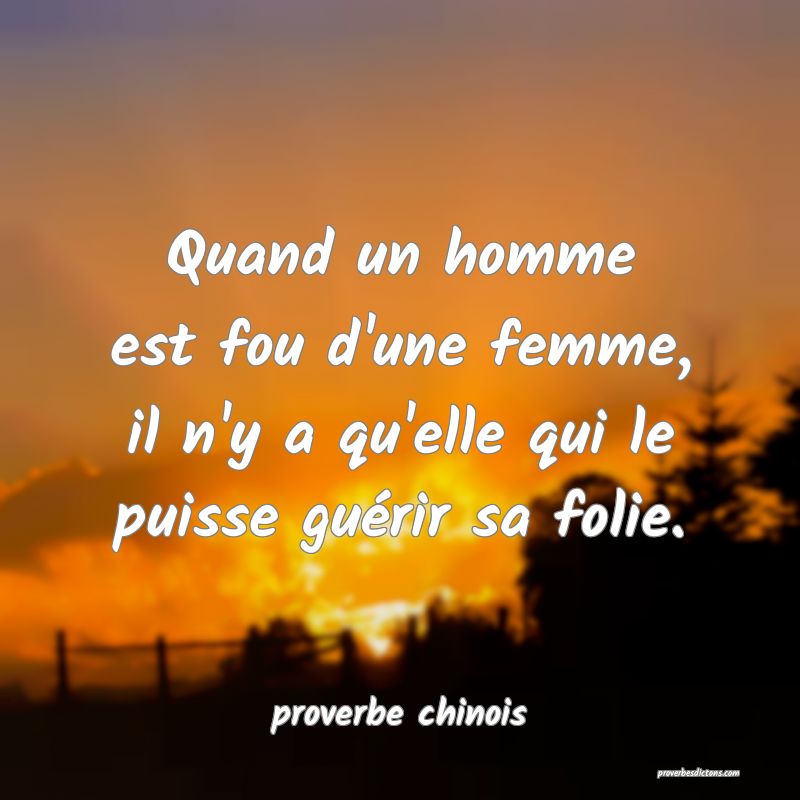Quand un homme est fou d'une femme, il n'y a qu'elle qui le puisse guérir sa folie.