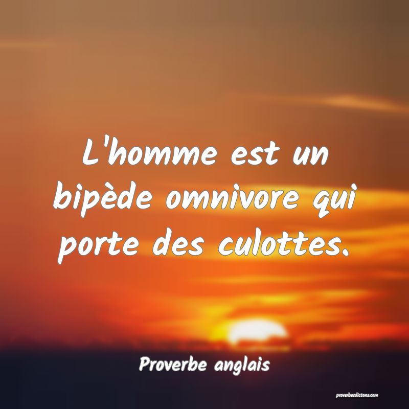 L'homme est un bipède omnivore qui porte des culottes.