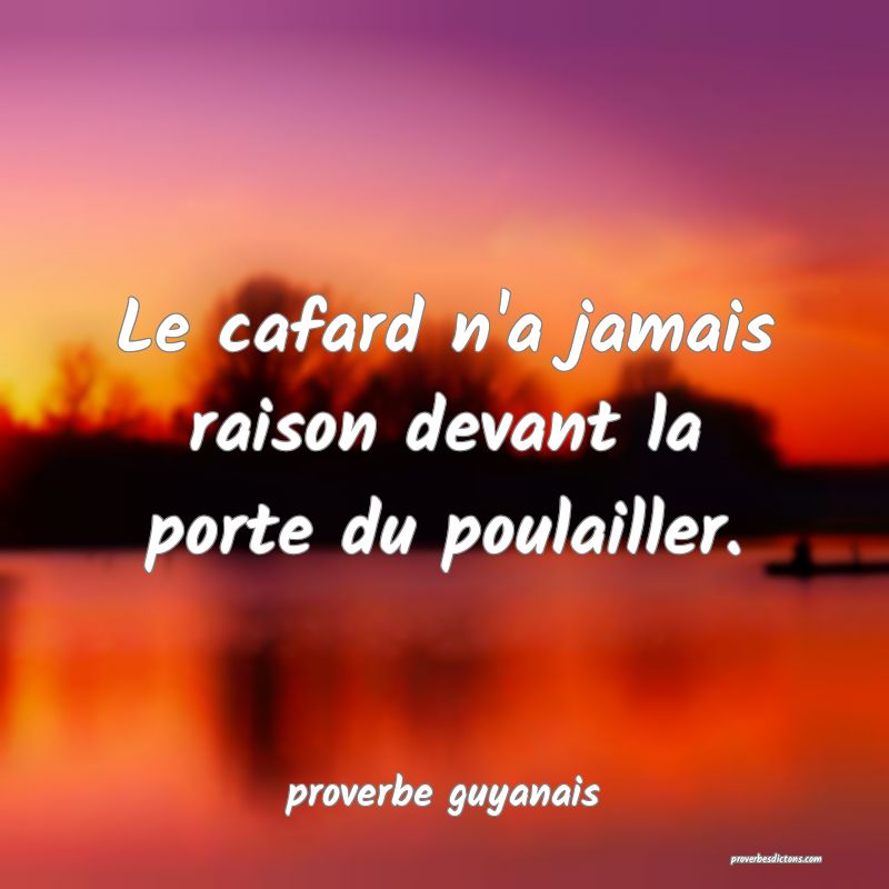  Le cafard n'a jamais raison devant la porte du poulailler.