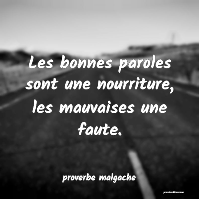  Les bonnes paroles sont une nourriture, les mauvaises une faute.