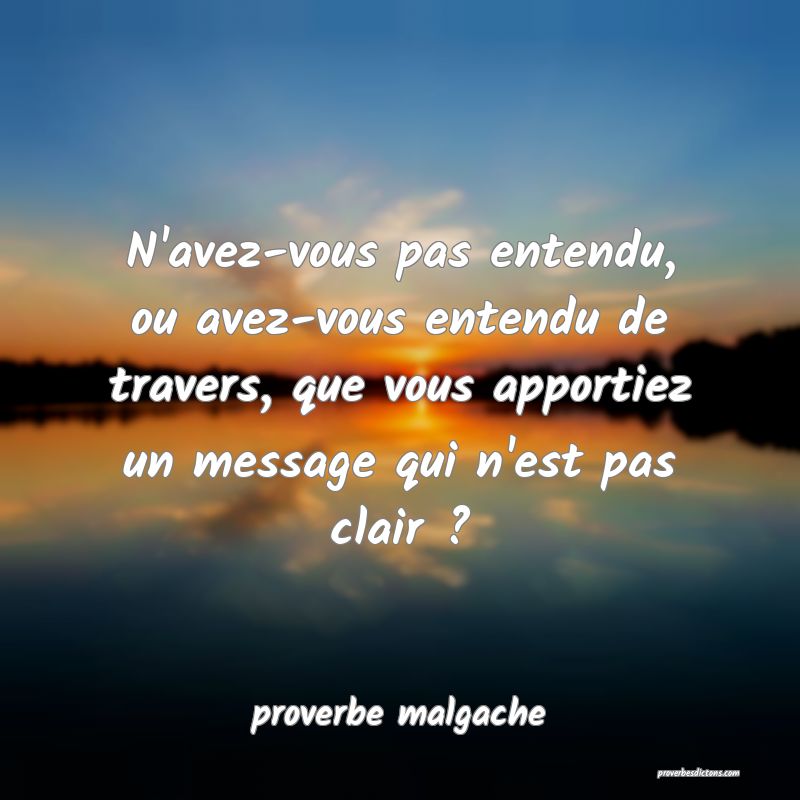 N'avez-vous pas entendu, ou avez-vous entendu de travers, que vous apportiez un message qui n'est pas clair ?