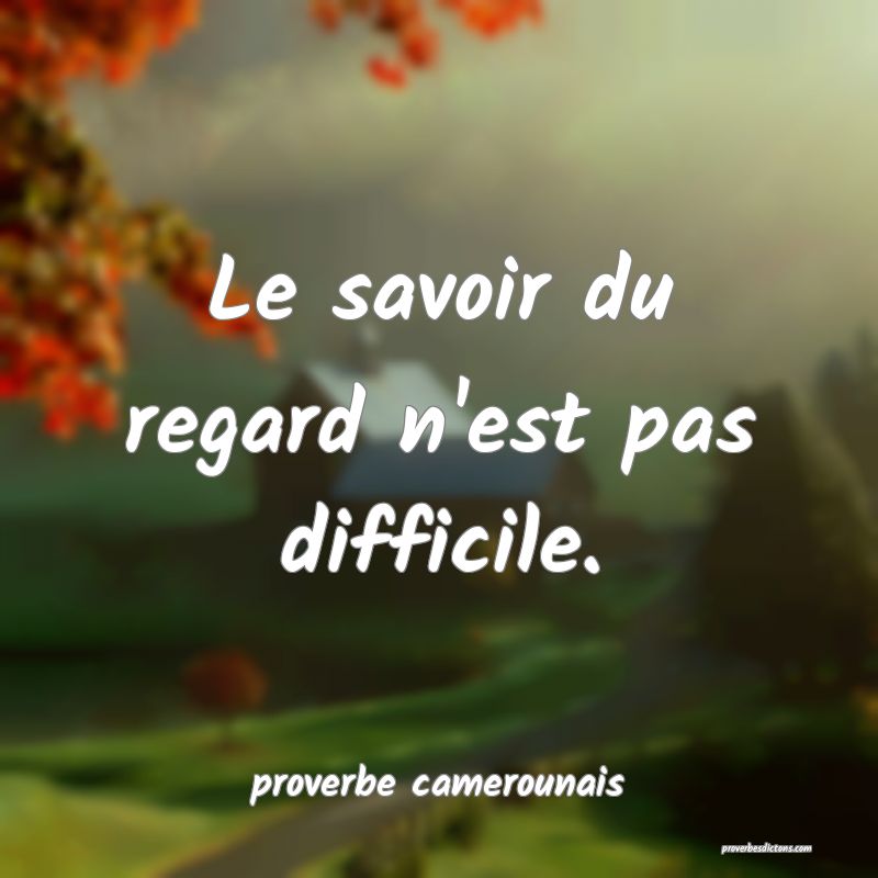  Le savoir du regard n'est pas difficile.