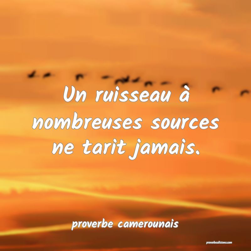 Un ruisseau à nombreuses sources ne tarit jamais.