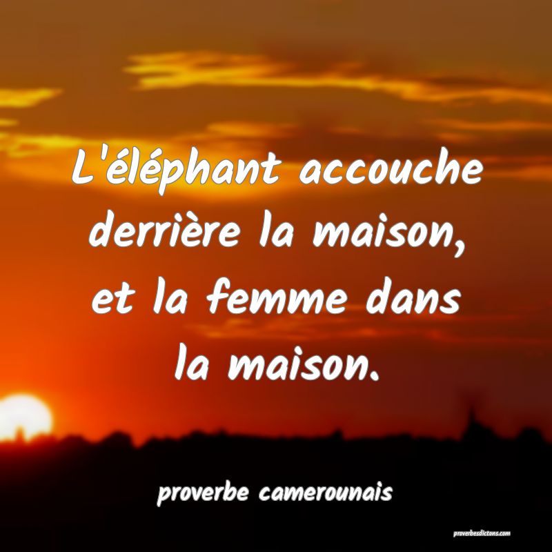  L'éléphant accouche derrière la maison, et la femme dans la maison.