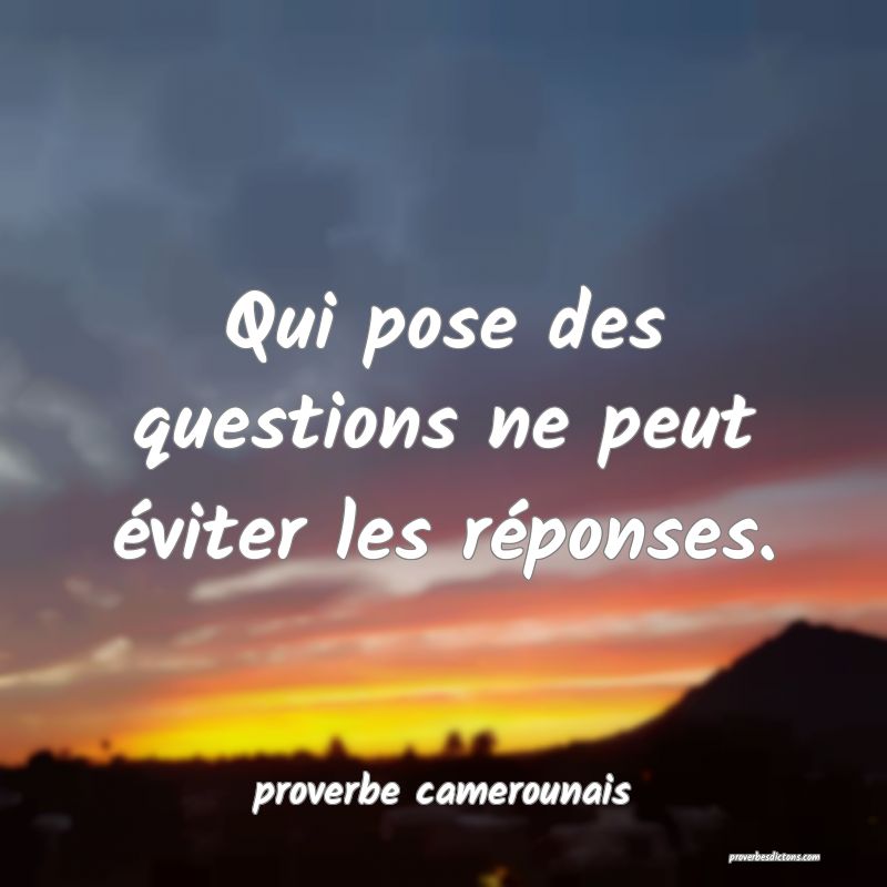  Qui pose des questions ne peut éviter les réponses.