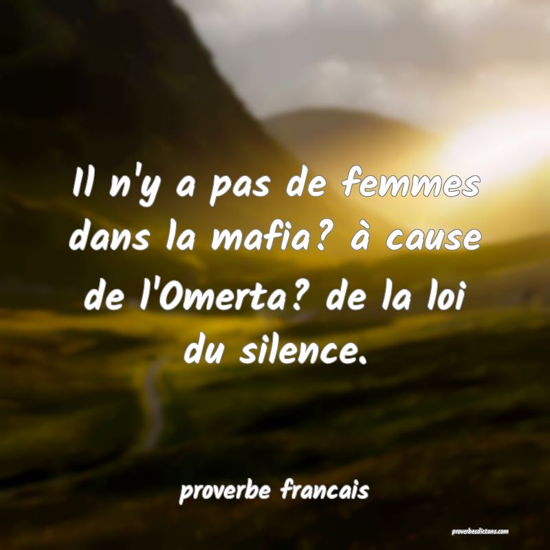 Il n'y a pas de femmes dans la mafia? à cause de l'Omerta? de la loi du silence.