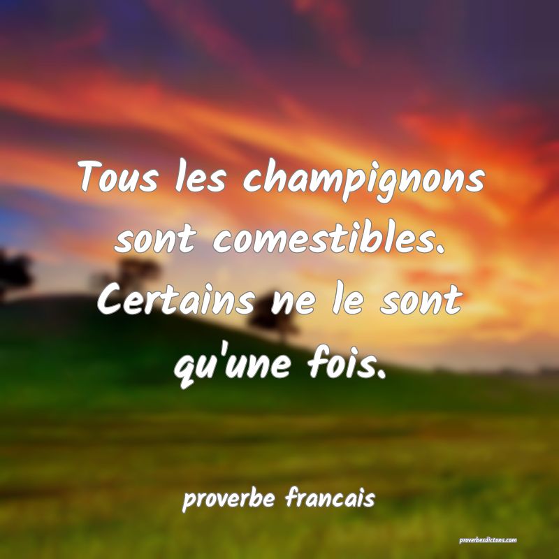  Tous les champignons sont comestibles. Certains ne le sont qu'une fois.