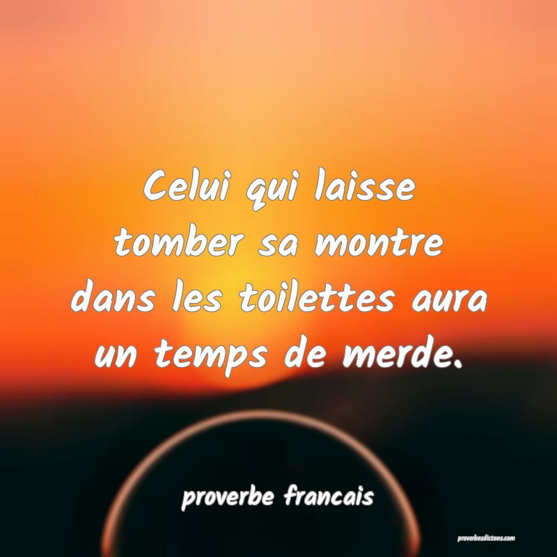  Celui qui laisse tomber sa montre dans les toilettes aura un temps de merde.
