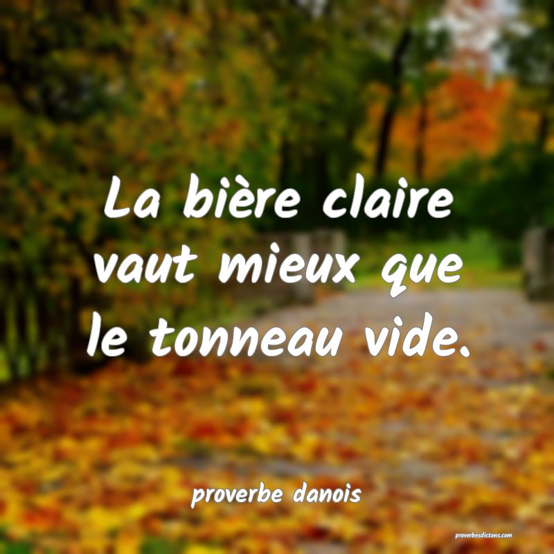  La bière claire vaut mieux que le tonneau vide.