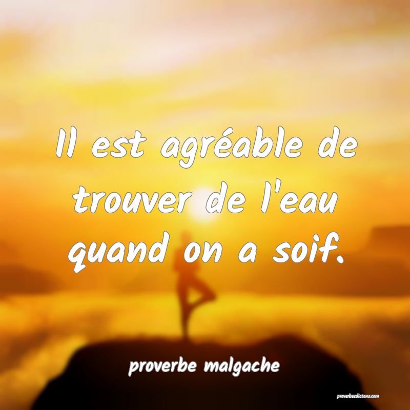  Il est agréable de trouver de l'eau quand on a soif.