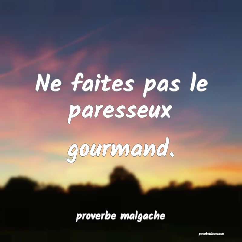  Ne faites pas le paresseux gourmand.
