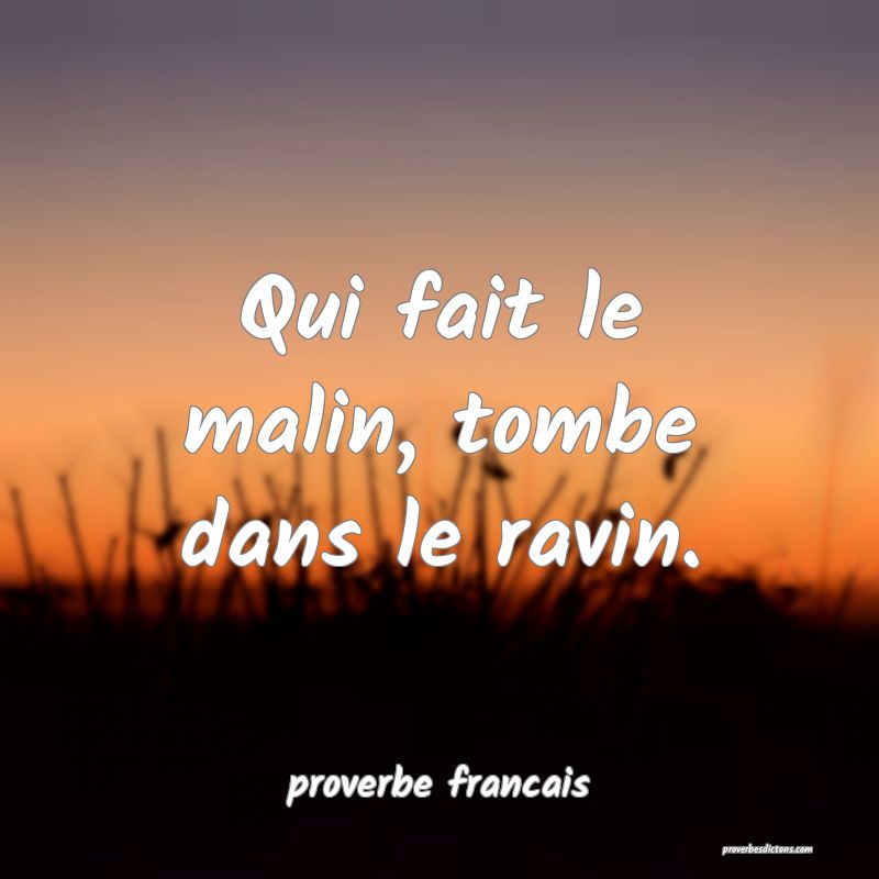  Qui fait le malin, tombe dans le ravin.