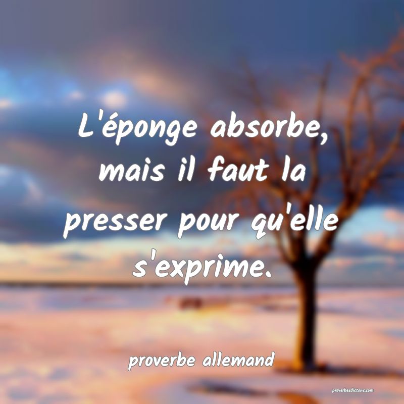  L'éponge absorbe, mais il faut la presser pour qu'elle s'exprime.