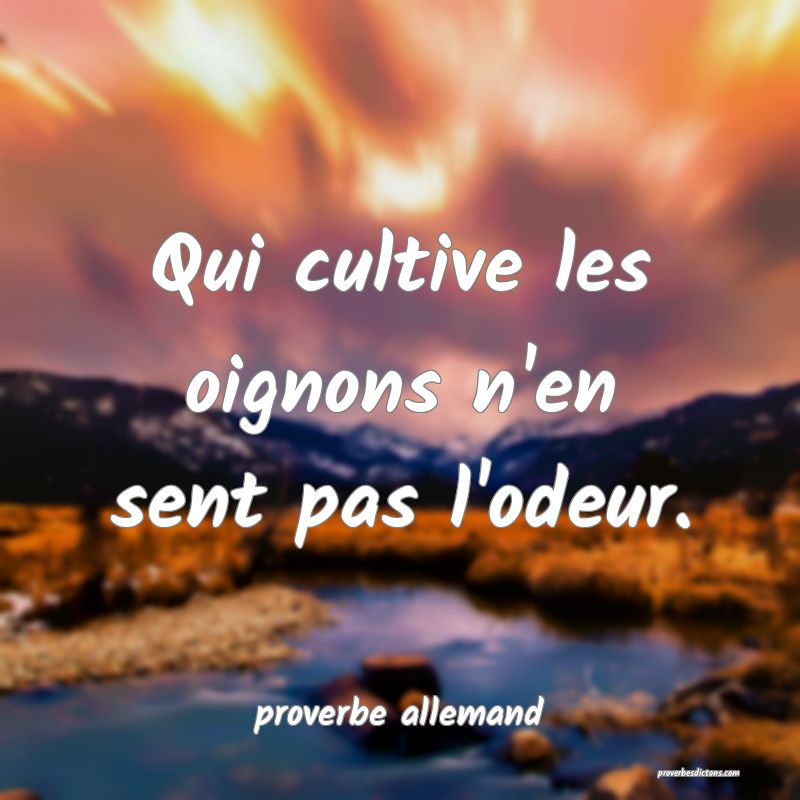  Qui cultive les oignons n'en sent pas l'odeur.