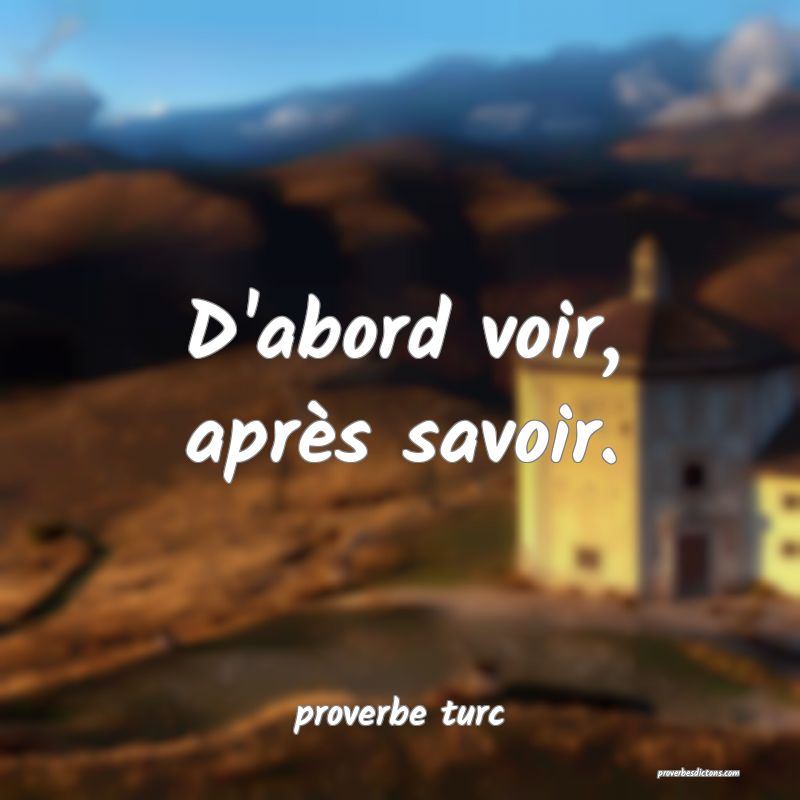 D'abord voir, après savoir.