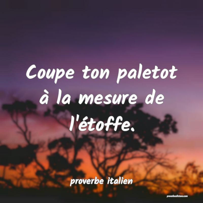  Coupe ton paletot à la mesure de l'étoffe.