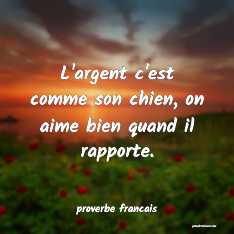  L'argent c'est comme son chien, on aime bien quand il rapporte.