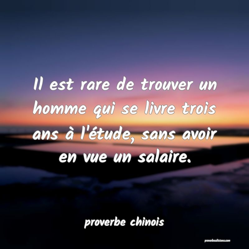  Il est rare de trouver un homme qui se livre trois ans à l'étude, sans avoir en vue un salaire.