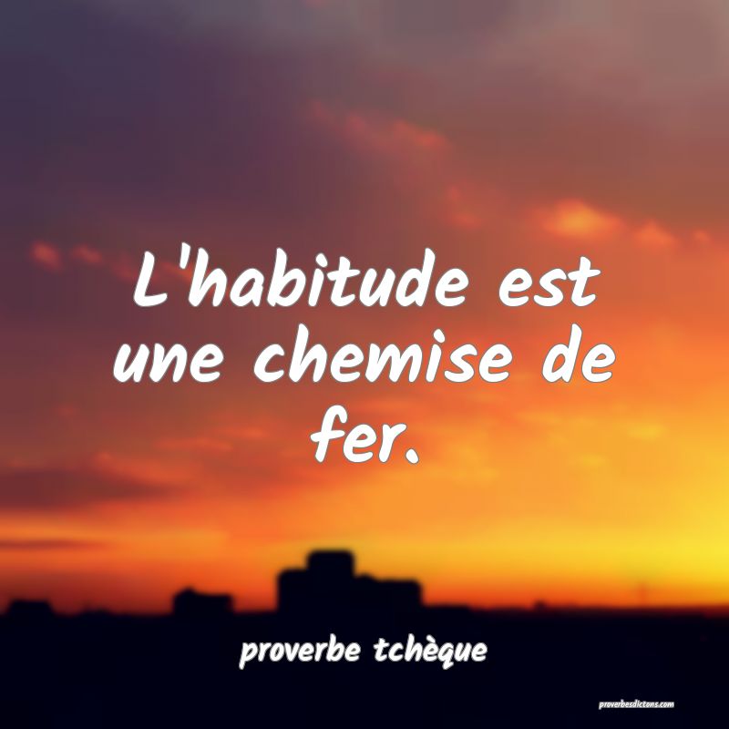  L'habitude est une chemise de fer.