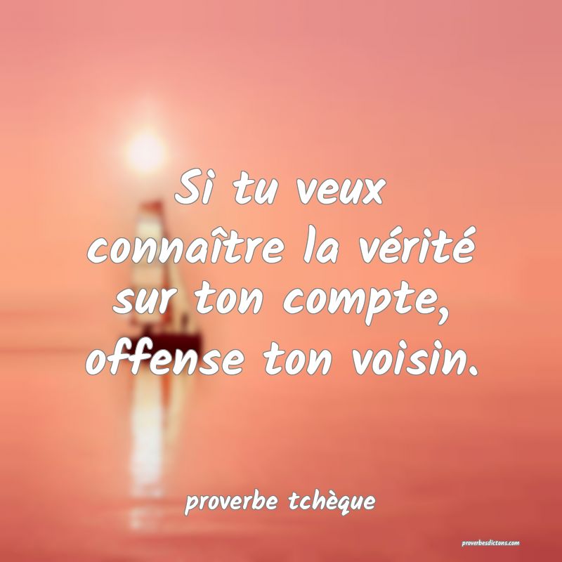  Si tu veux connaître la vérité sur ton compte, offense ton voisin.