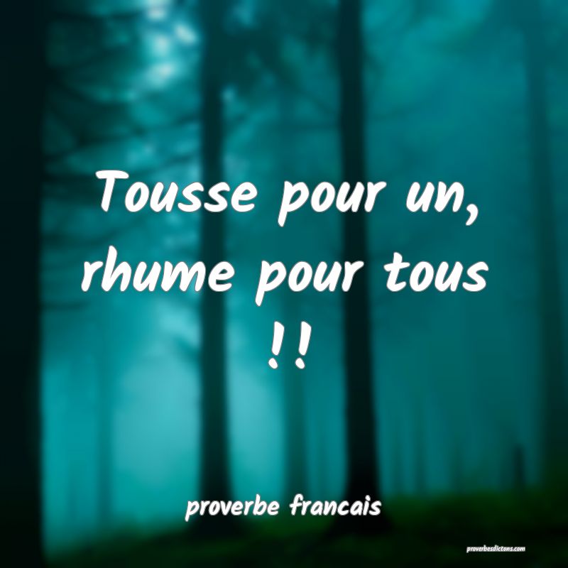  Tousse pour un, rhume pour tous !!