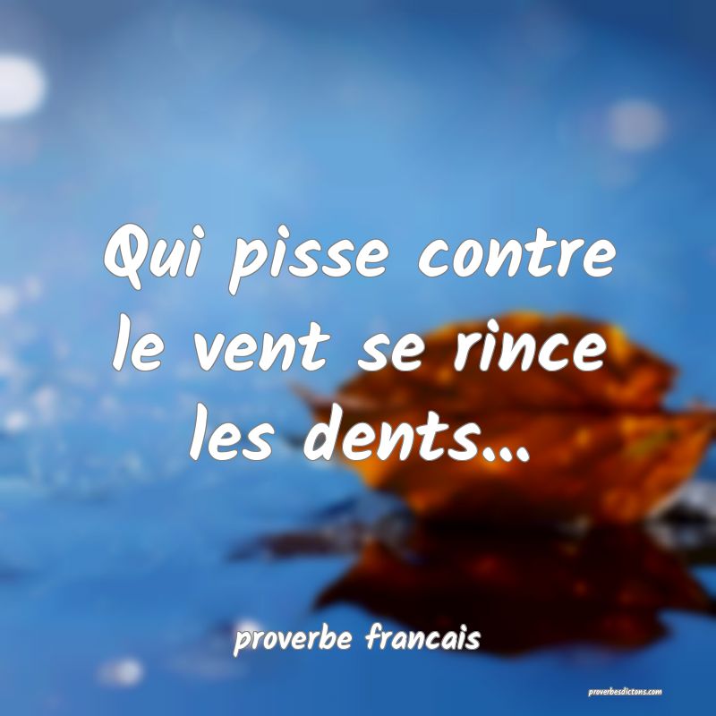 Qui pisse contre le vent se rince les dents...