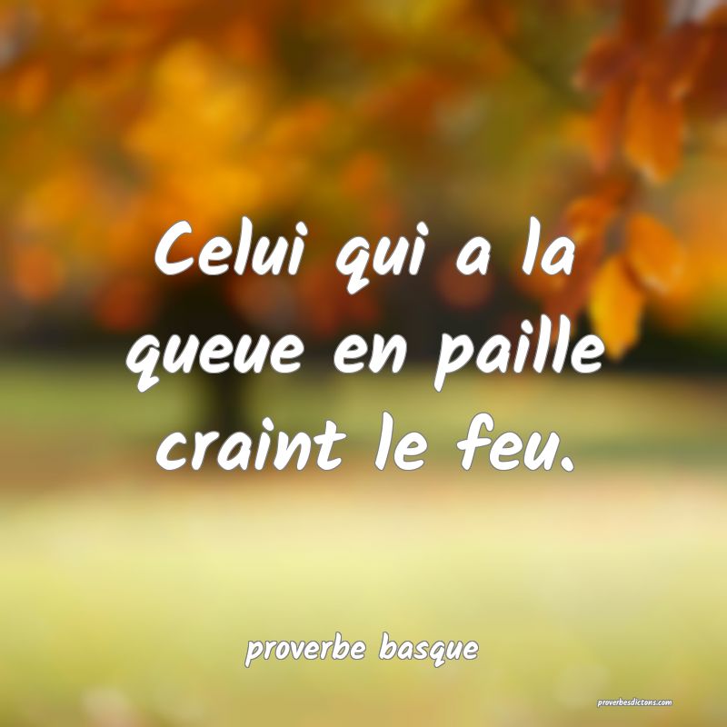  Celui qui a la queue en paille craint le feu.
