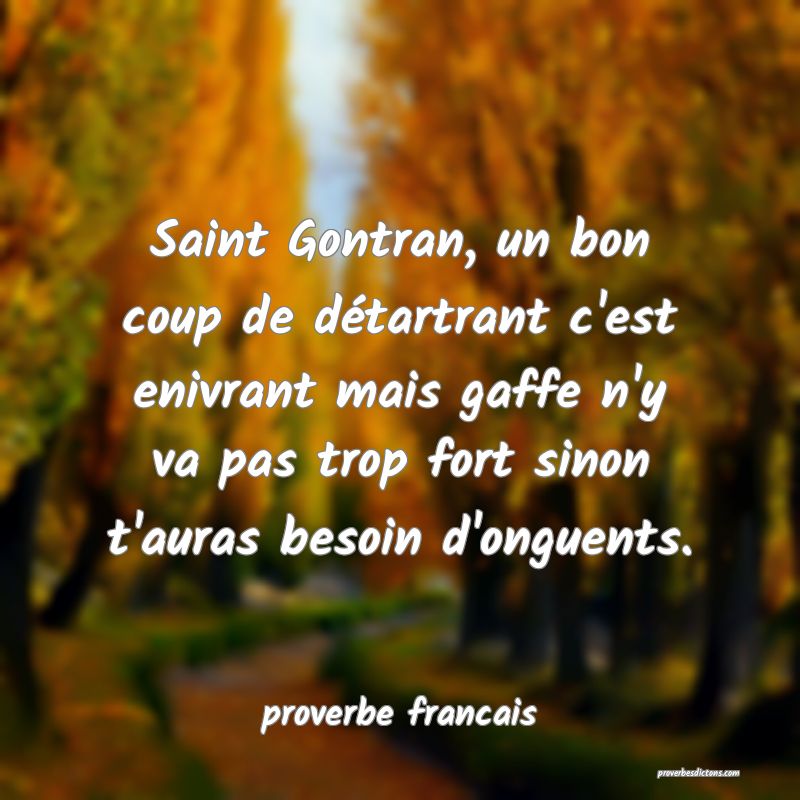 Saint Gontran, un bon coup de détartrant c'est enivrant mais gaffe n'y va pas trop fort sinon t'auras besoin d'onguents.