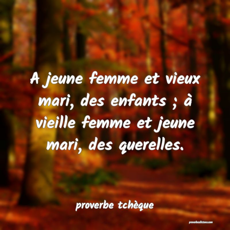  A jeune femme et vieux mari, des enfants ; à vieille femme et jeune mari, des querelles.
