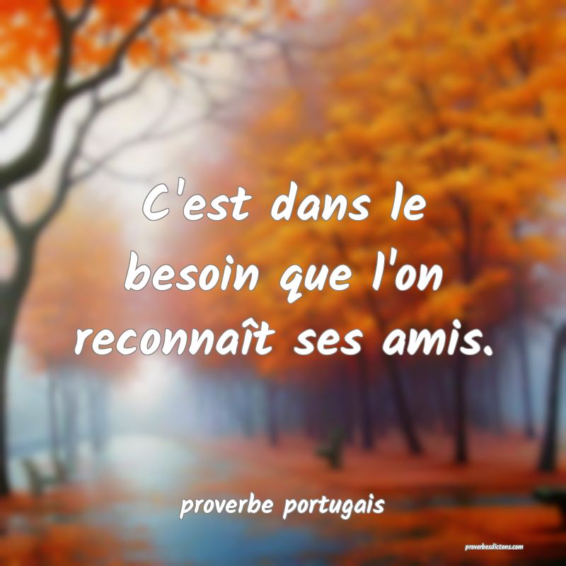 C'est dans le besoin que l'on reconnaît ses amis.